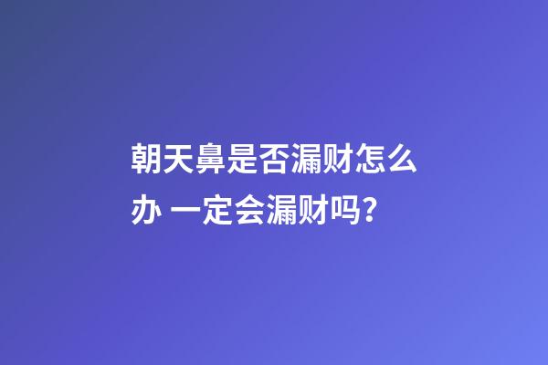 朝天鼻是否漏财怎么办 一定会漏财吗？